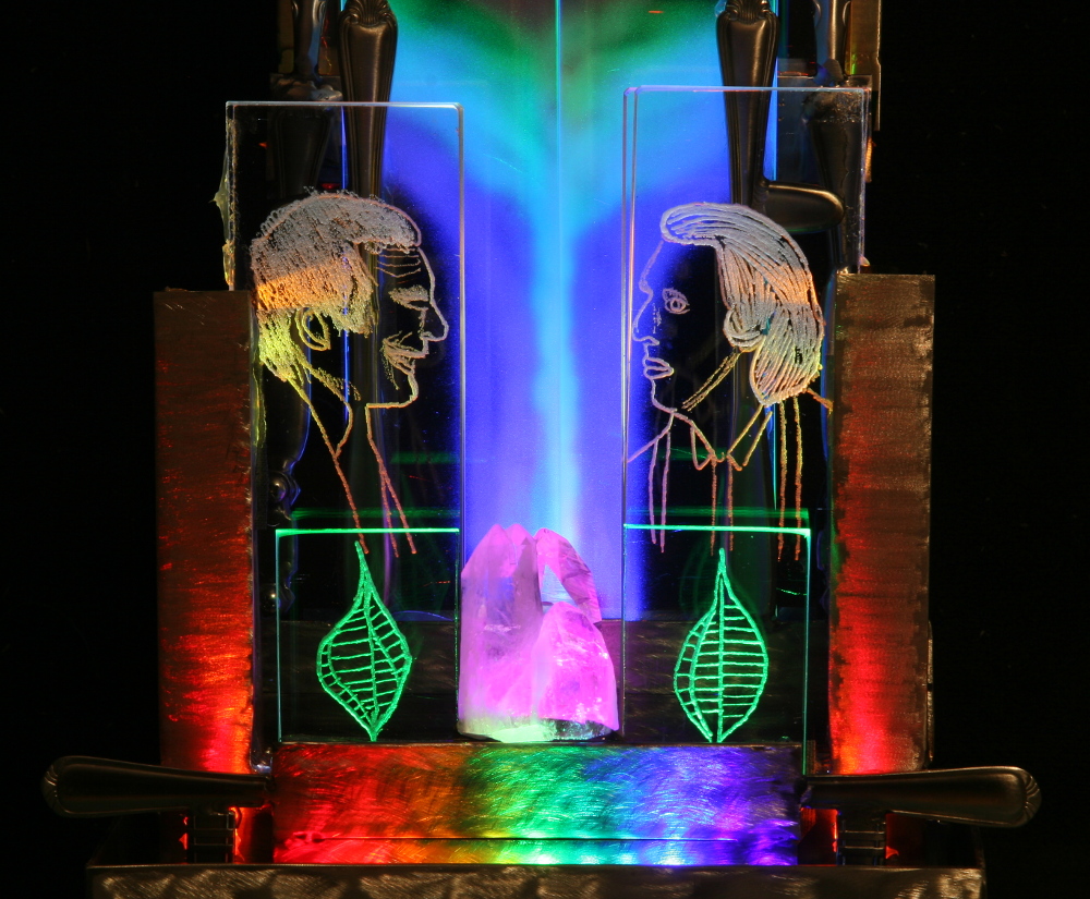 Detail Of Glass Engraving Harvey Milk And Oscar Wilde