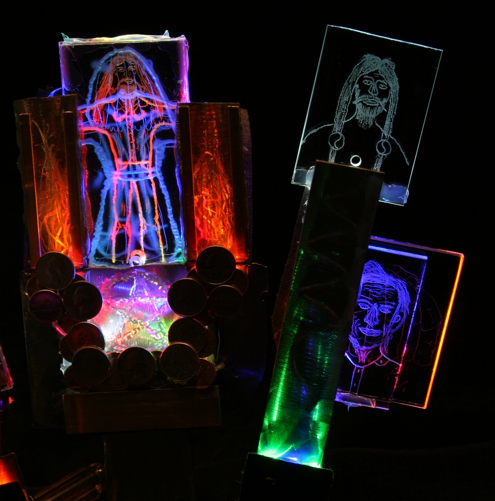 Andy Warhol And Arthur Rosenau And Bridesmaid Engraved Glass And And Steel Sculpture