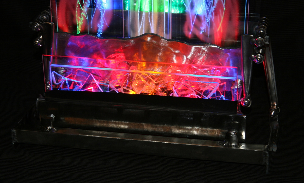 Fire And Ice Sculpture Showing Detail Of Crystal Glass And Stainless Steel