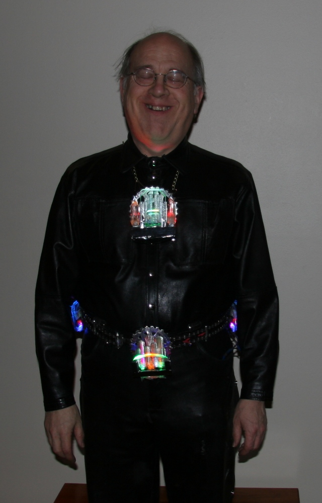 Leather Shirt And Pants With Light Art Jewelry