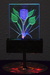 Lighted Engraved Glass Of Tulip And Leaves Table Top Sculpture