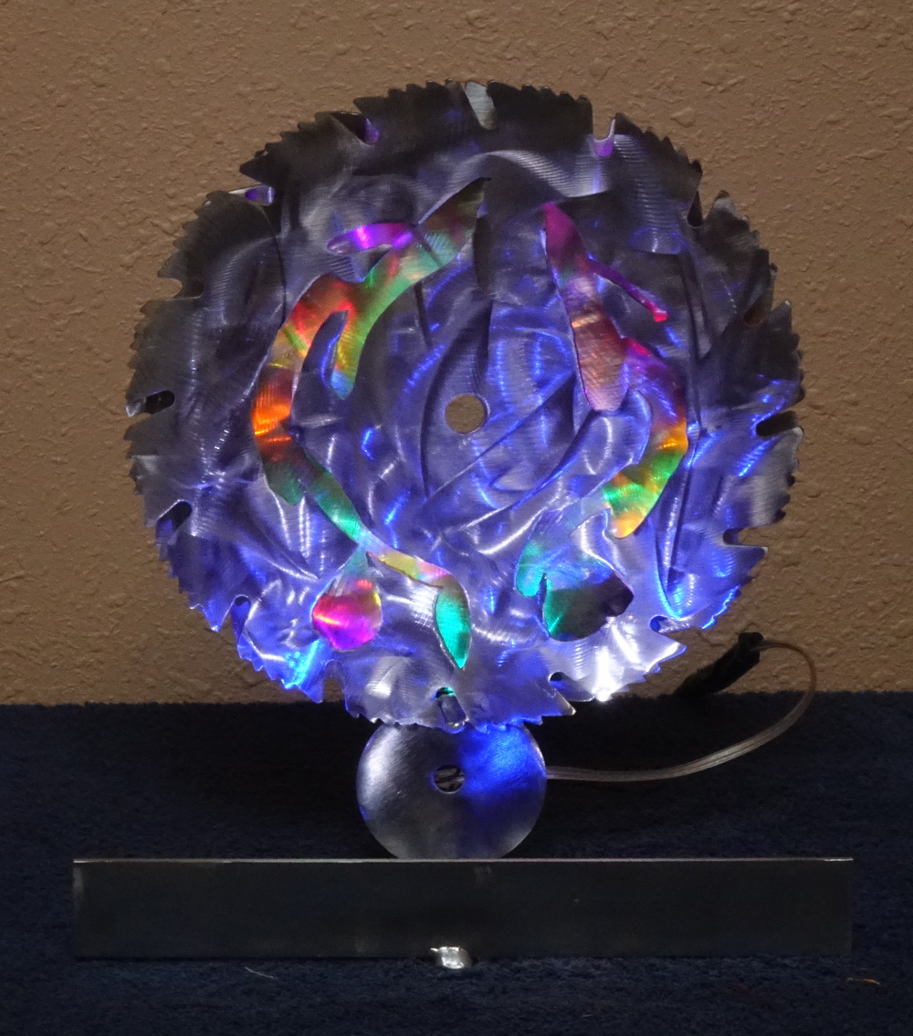 Lighted Sawblade Sculpture With Plasma Cutting