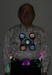 Model Wearing Led Art Handcuff Necklace And Sunrise Belt Buckle On Bicycle Chain Belt