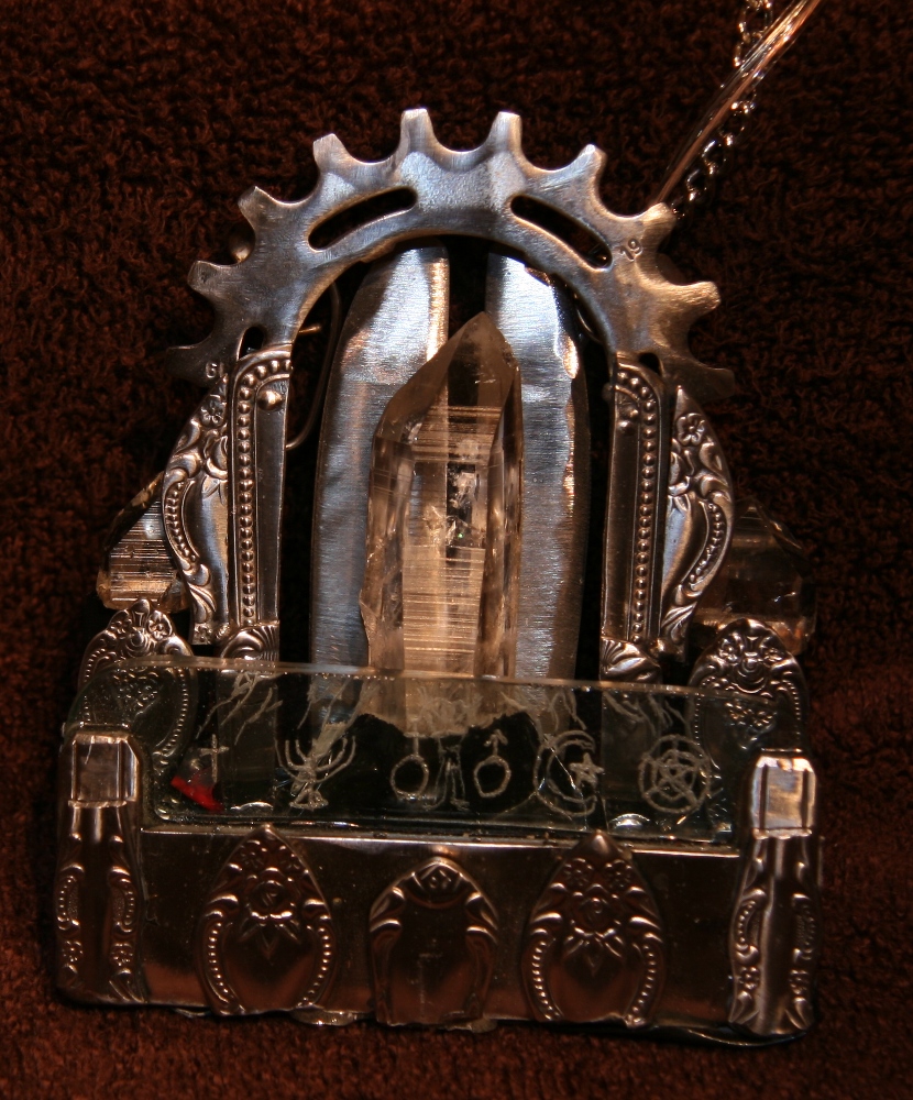 Steel And Glass Sculpture Necklace