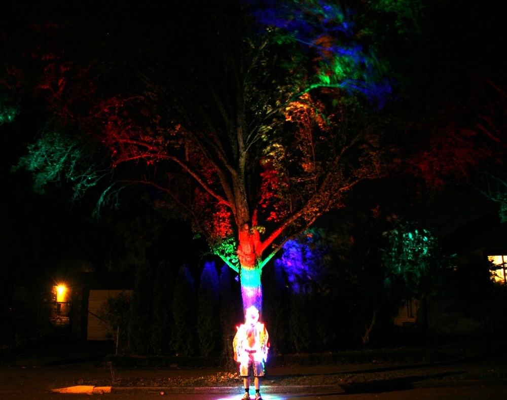 Beauty From A Lighted Clear Raincoat And Bonnet