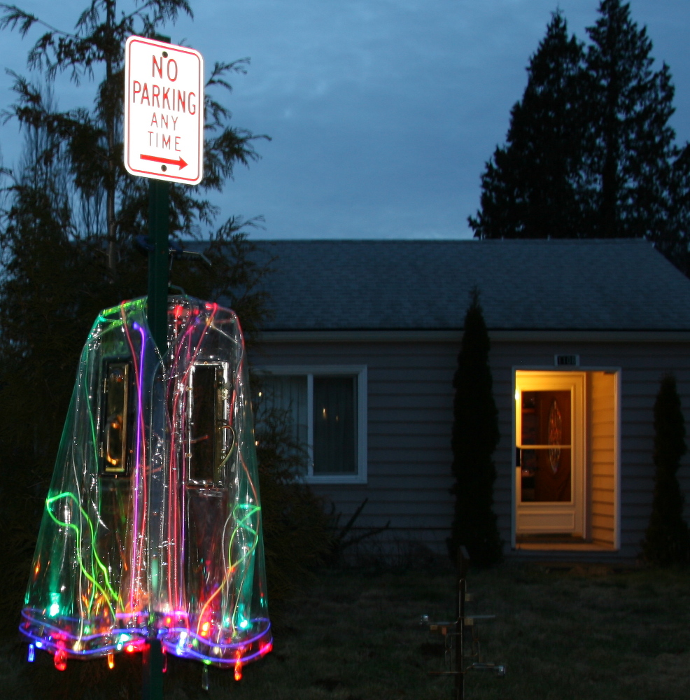 No Parking Sign On E Victor Street In Bellingham Wearing Beautiful Clear Plastic Rain Cape