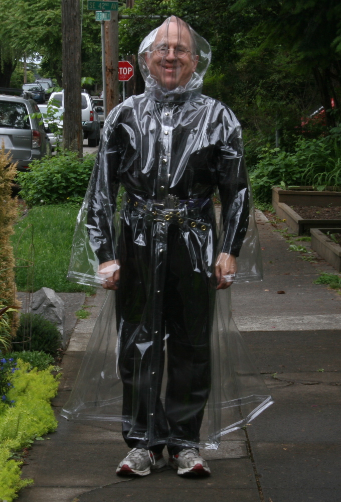 petroleum The alps driver Hand Made Leather Suit Inside Clear Plastic Raincoat With Large Hood