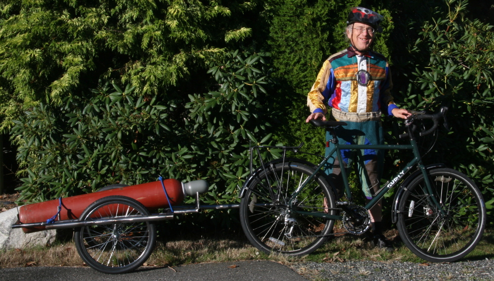 Mark Allyn With His Home Made Bicycle Trailer